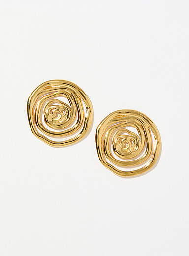Large hammered spiral earrings