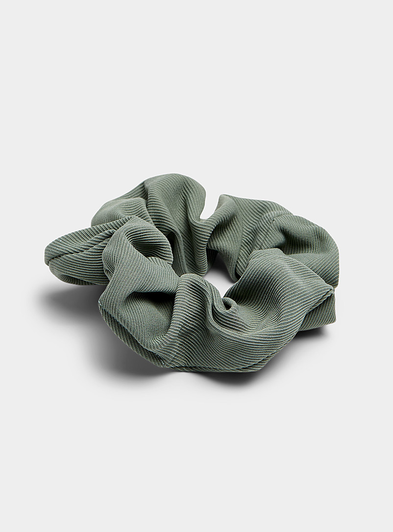 Simons Bottle Green Solid grooved scrunchie for women