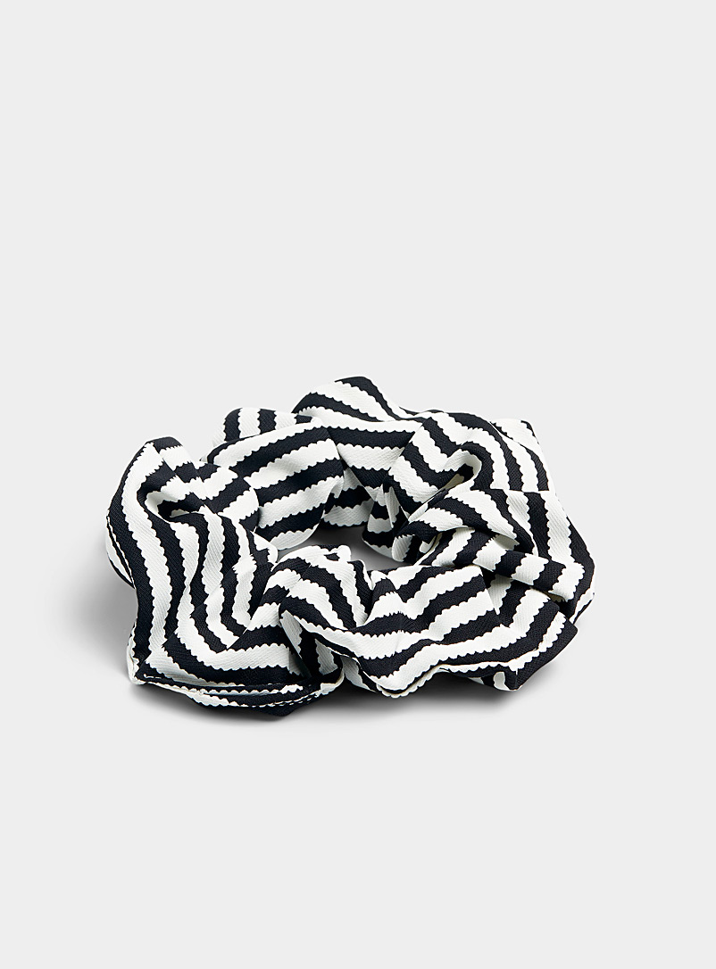 Simons Black Wavy stripe scrunchie for women