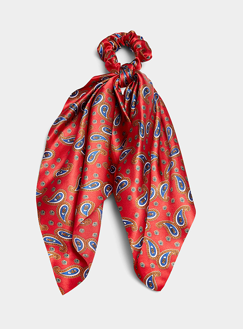 Simons Patterned Red Paisley scarf scrunchie for women