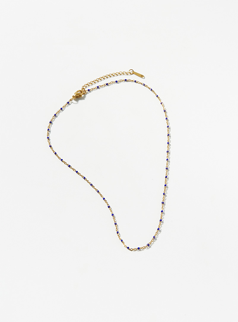 Simons Navy/Midnight Blue Royal-blue beaded chain for women