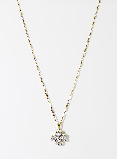 Le collier tr&egrave;fle scintillant