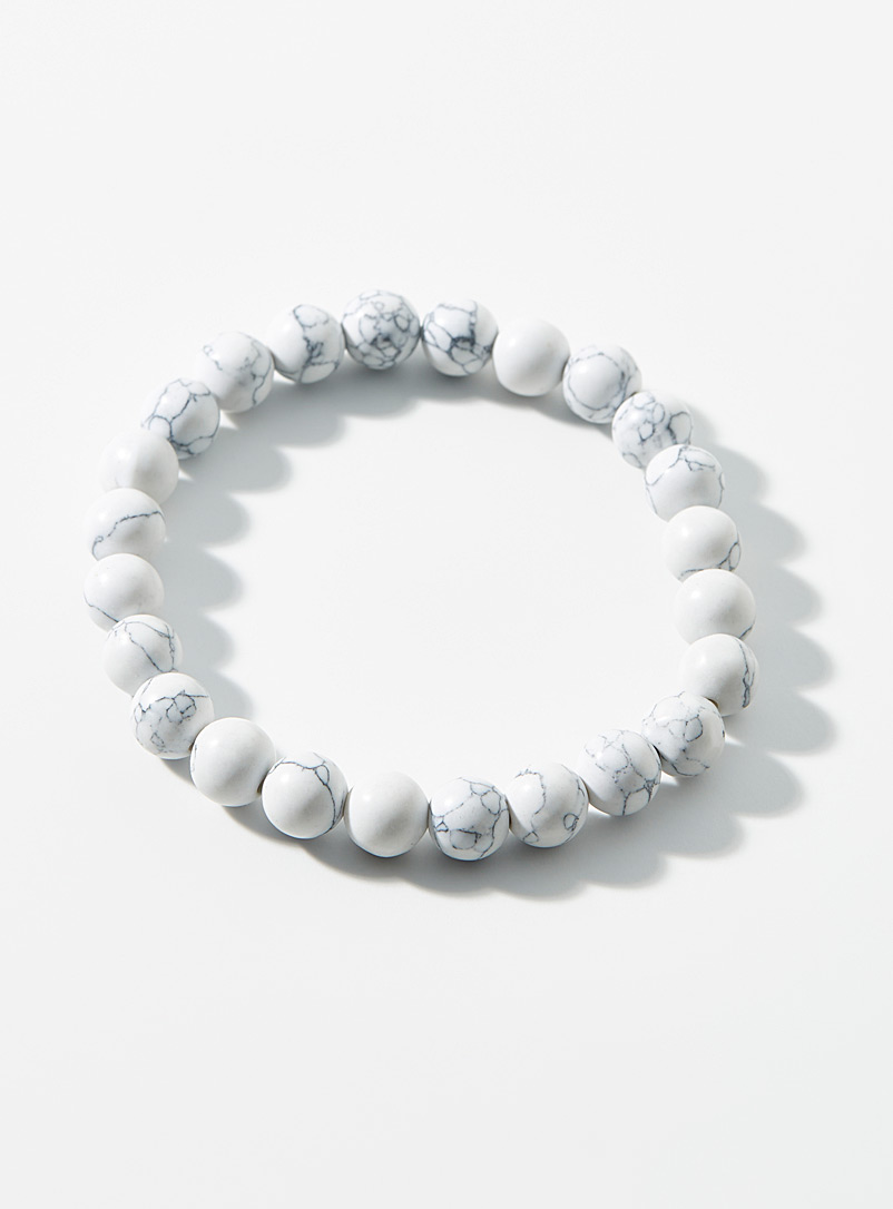 Simons White Marbled bead bracelet for women