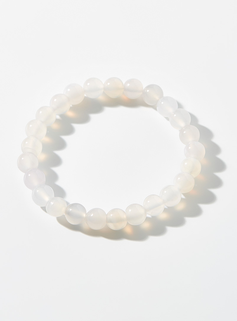 Simons White Shiny bead bracelet for women