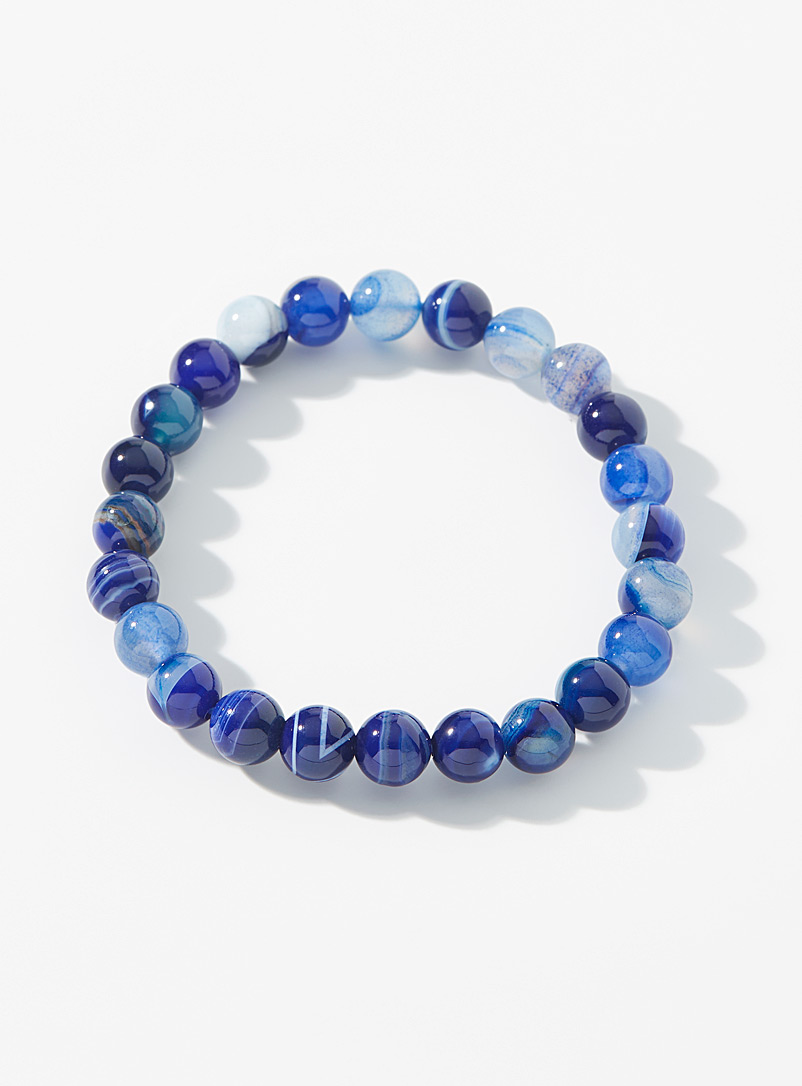 Simons: Le bracelet billes lustrées Bleu pour femme