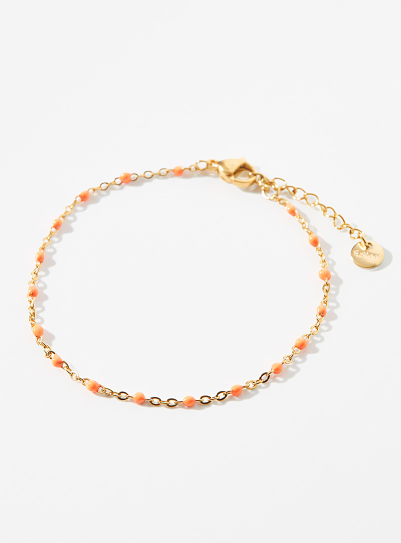 Simons: Le bracelet billes délicates Orange corail pour femme