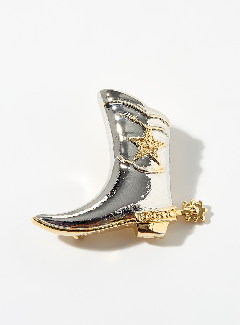 Simons Silver Cowboy boot brooch for women