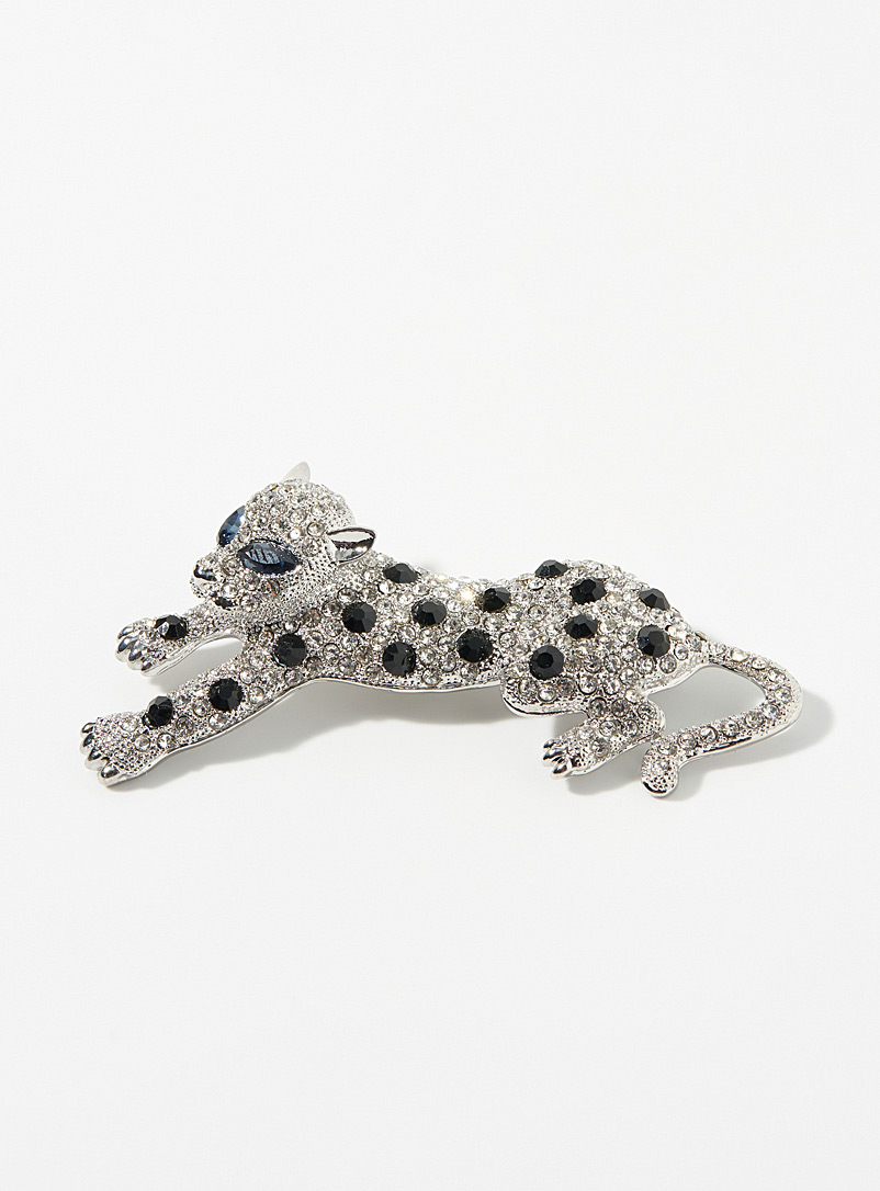 Simons Silver Silver leopard brooch for women