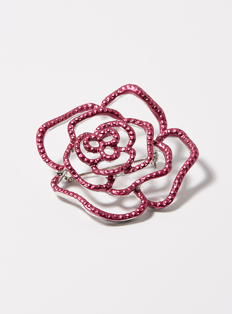 Simons Pink Colourful flower brooch for women