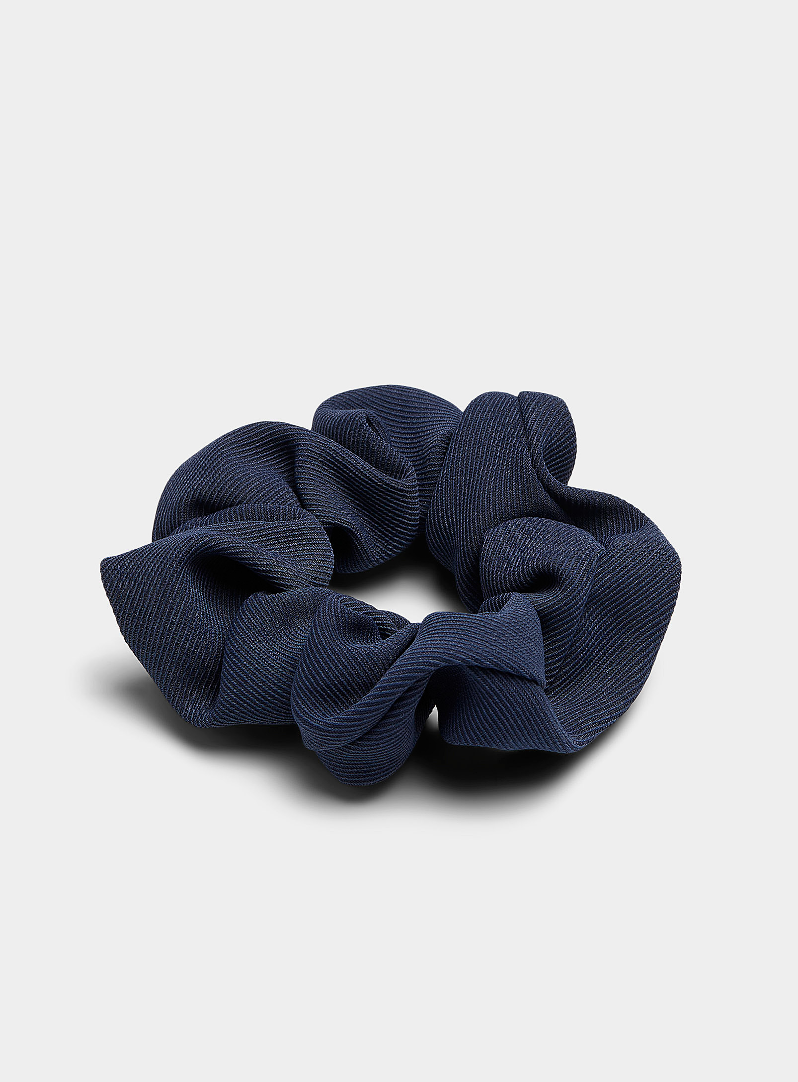 Simon's Solid Grooved Scrunchie In Marine Blue