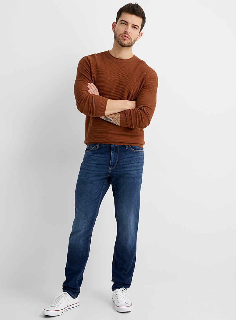 Le 31: Le jean indigo tissé tricot Coupe Stockholm - étroite Marine pour homme