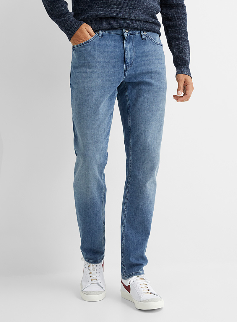Jeans Homme Délavé Bleu Pâle Déchiré - Coupe étroite Artisanale - Taille 28/L32 - Occasion TB