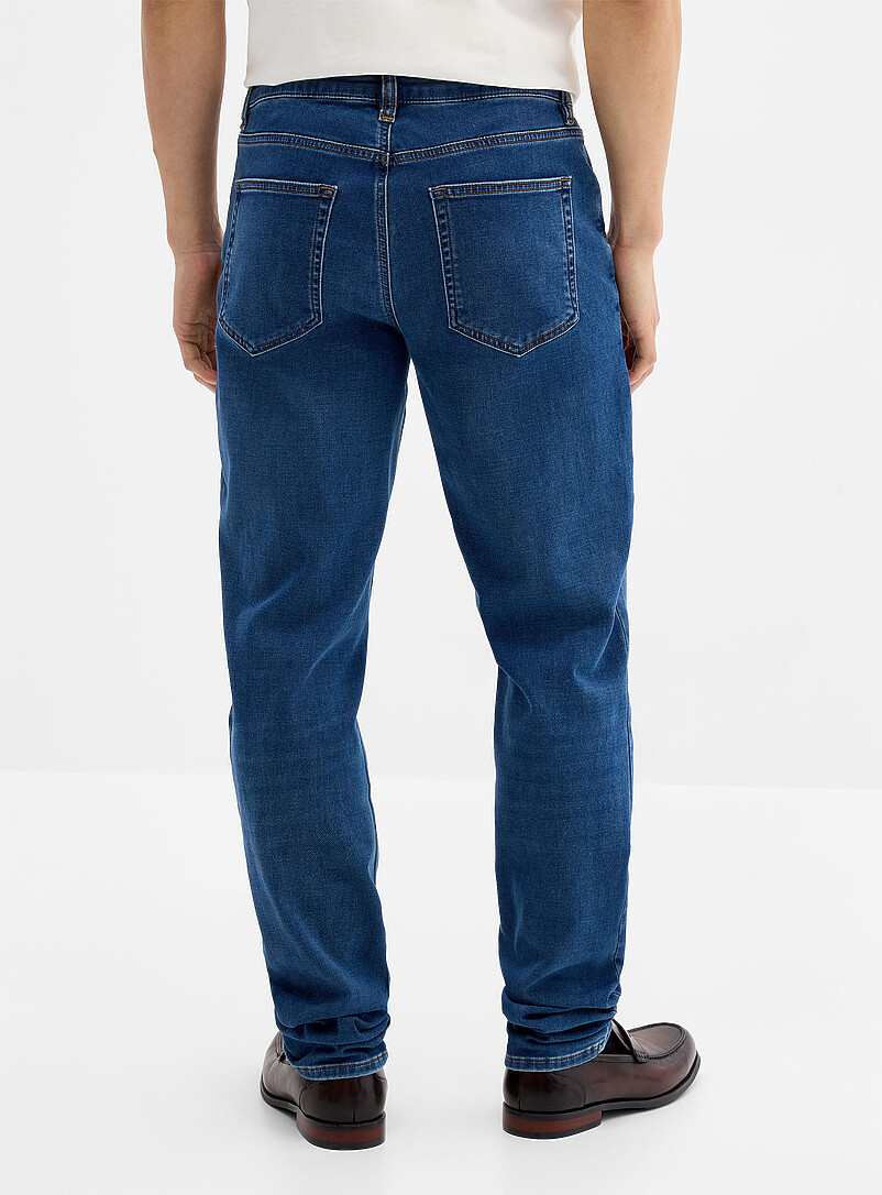Le 31: Le jean bleu envers fa&ccedil;on tricot <b>Coupe Stockholm - &Eacute;troite</b> Bleu pour homme