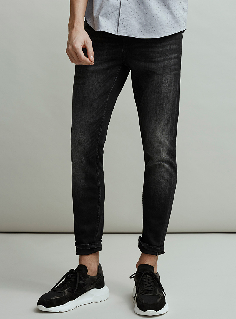 mens faded black slim jeans