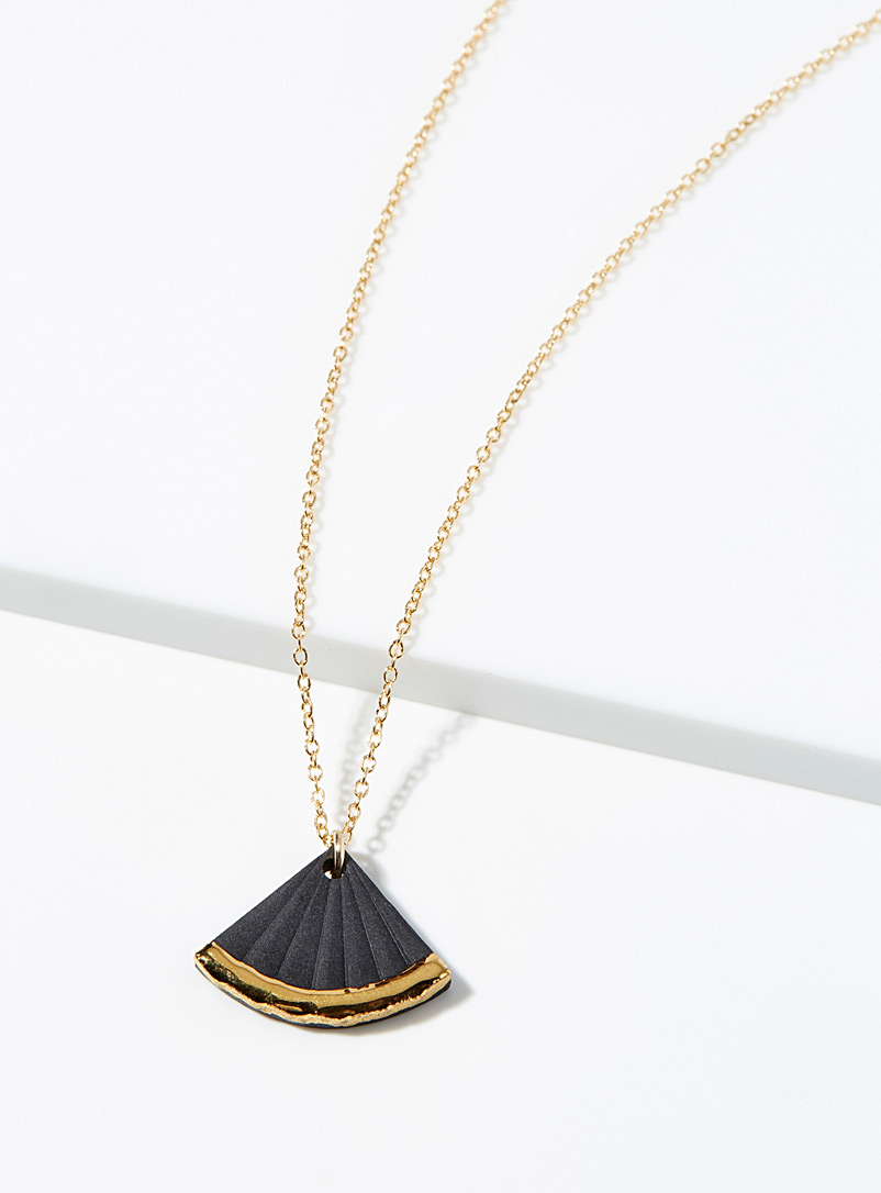 Mier Luo Black Gold fan necklace for women