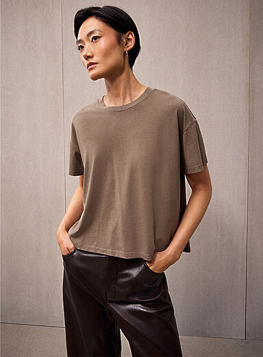 Flowy solid boxy-fit T-shirt