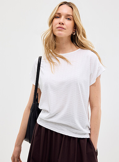 Soft textured cap-sleeve tee