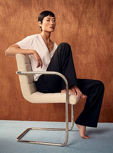 Edito par Simons: Le t-shirt col V modal et coton Blanc pour femme