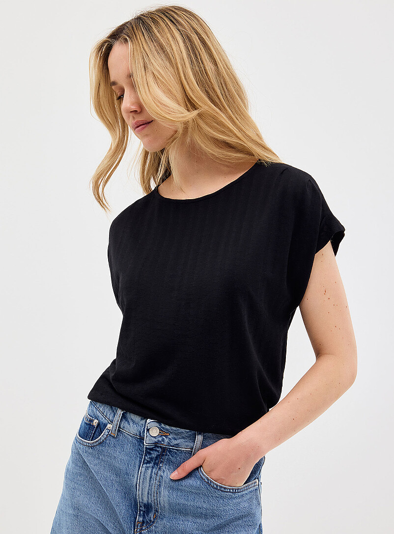 Soft textured cap-sleeve tee product image (primary)