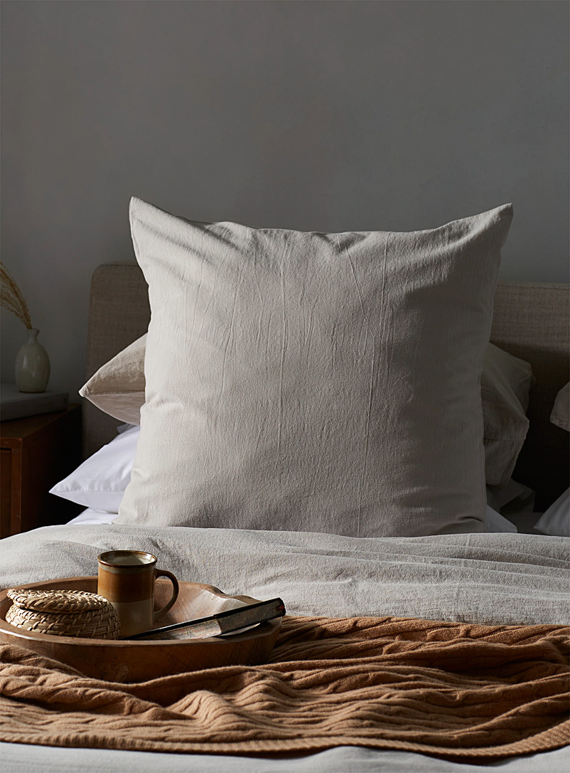 Simons Maison Ecru/Linen Cotton and linen Euro pillow sham