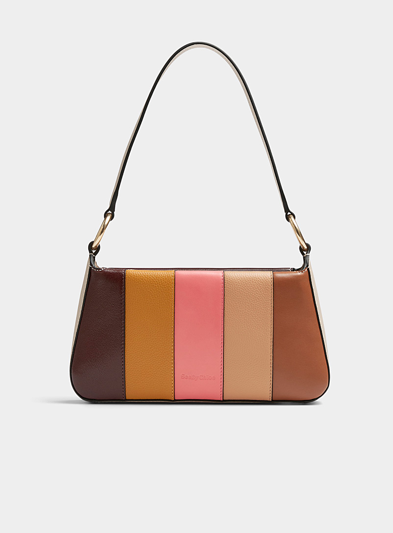 See by Chloé Patterned Brown Tilda colourful leather baguette bag for women