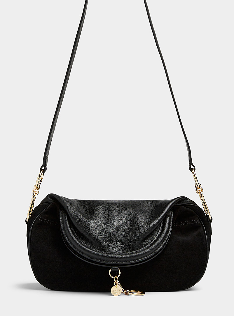 See by Chloé Black Mara leather and suede cross-body bag for women
