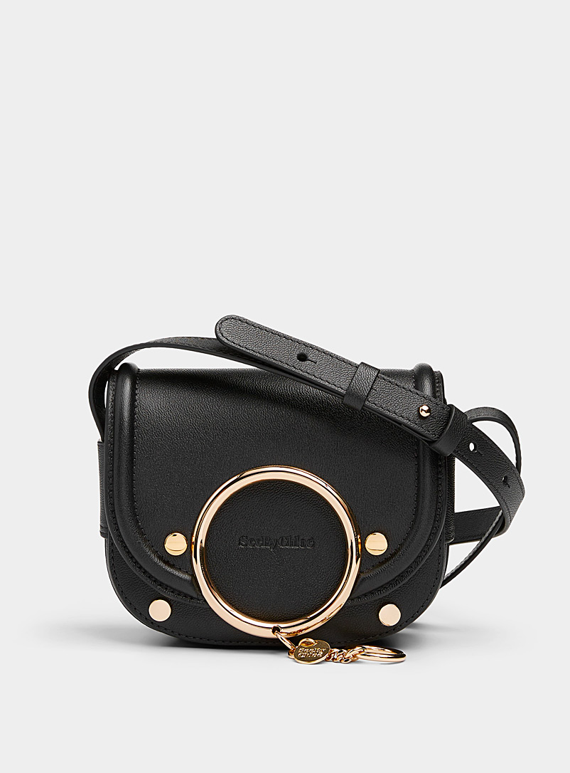 See by Chloé Black Mara pebbled leather mini-bag for women