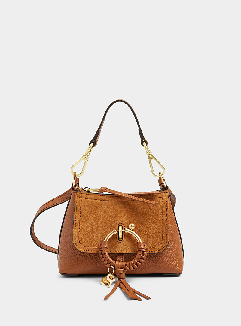 See by Chloé Brown Mini Joan leather and suede bag for women