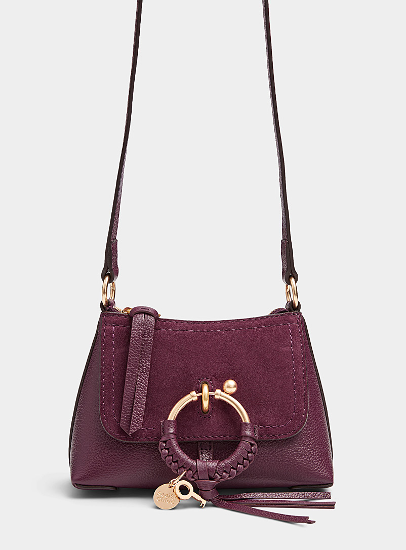 See by Chloé Dark Crimson Mini Joan leather and suede bag for women