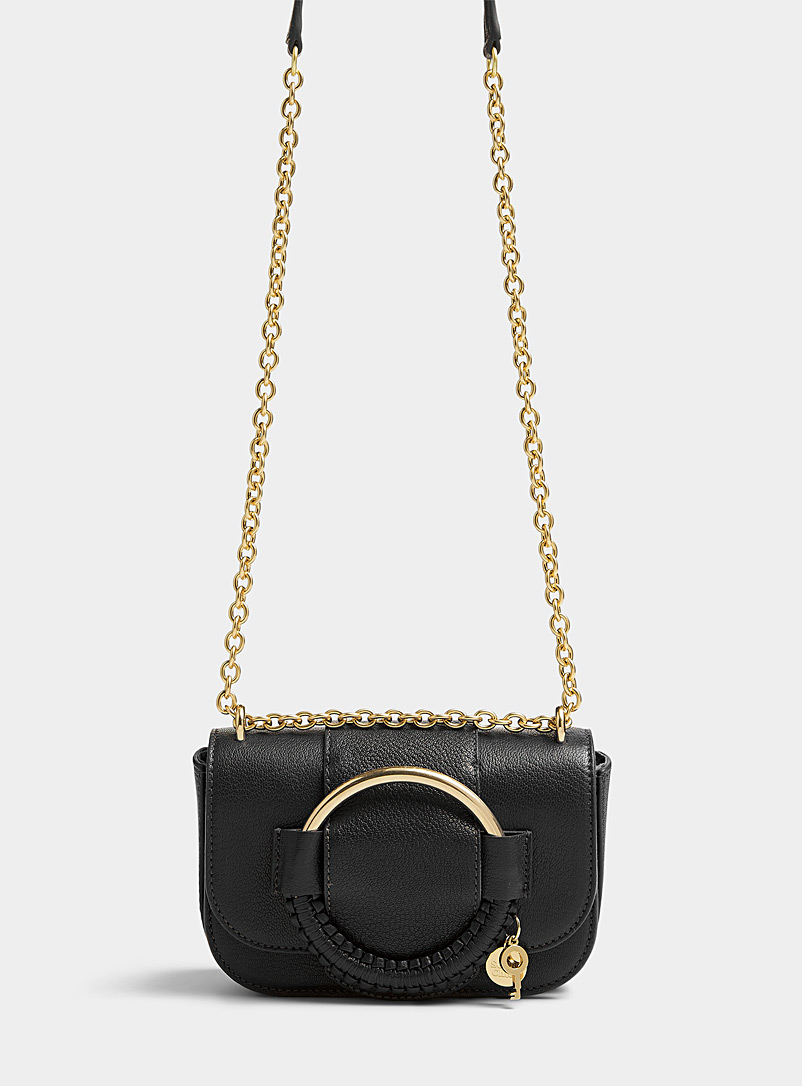 See by Chloé Black Hana pebbled leather shoulder bag for women