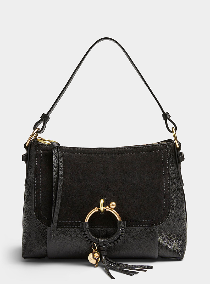 See by Chloé Black Joan leather and suede shoulder bag for women