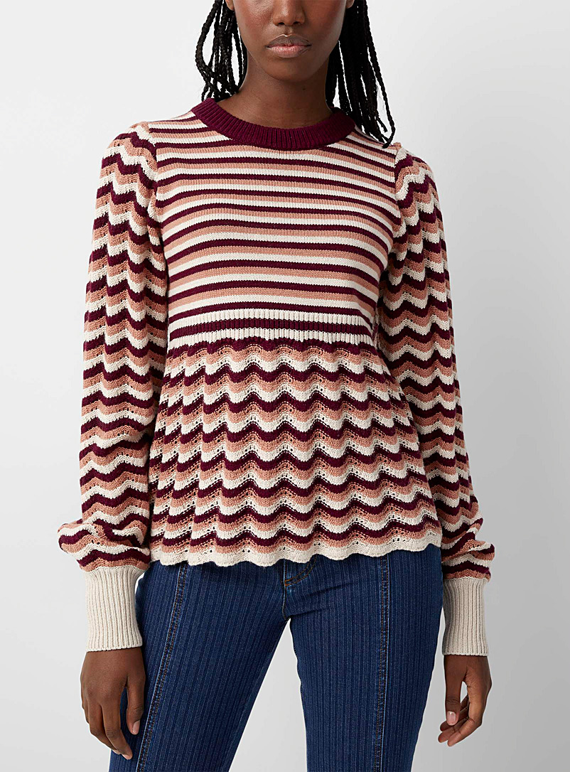 See by Chloé: Le pull tricot zigzag Rouge à motifs pour femme