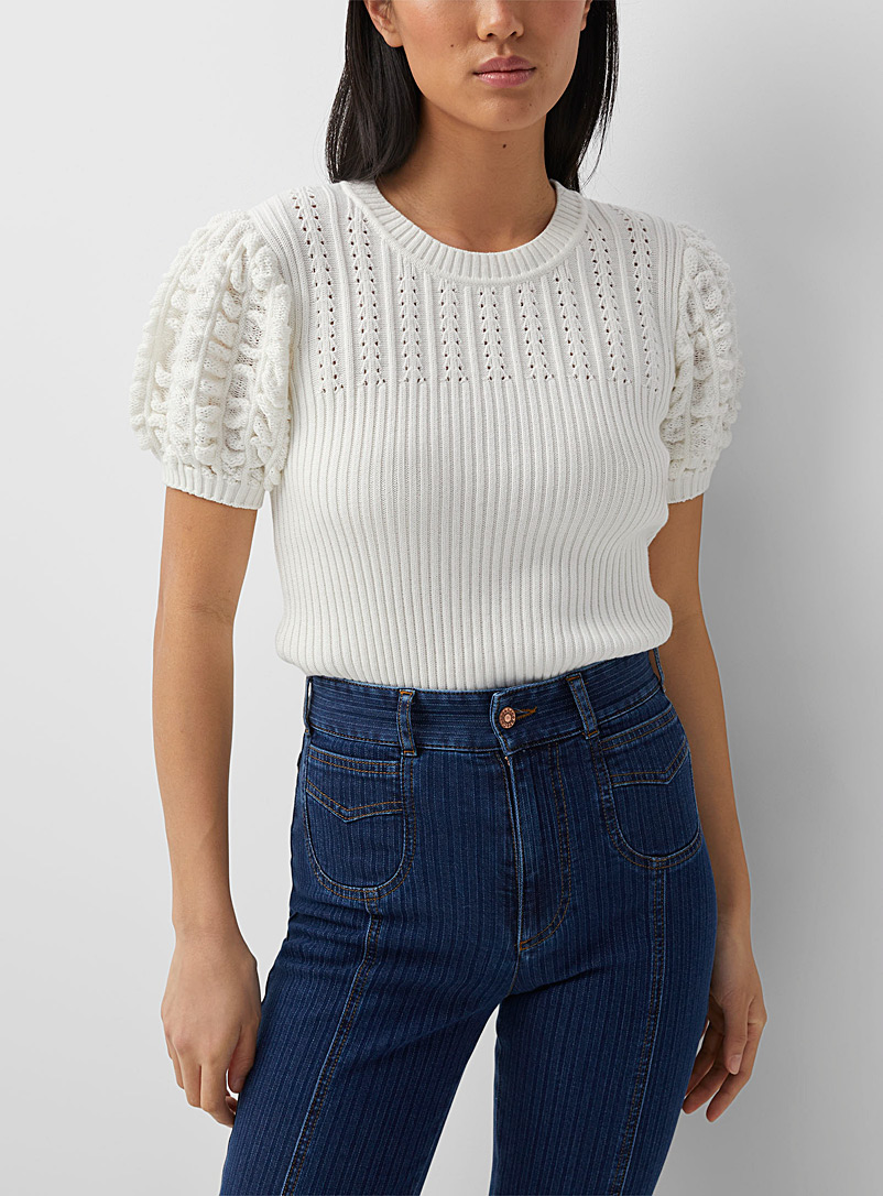 See by Chloé: Le pull manches ballon Blanc pour femme