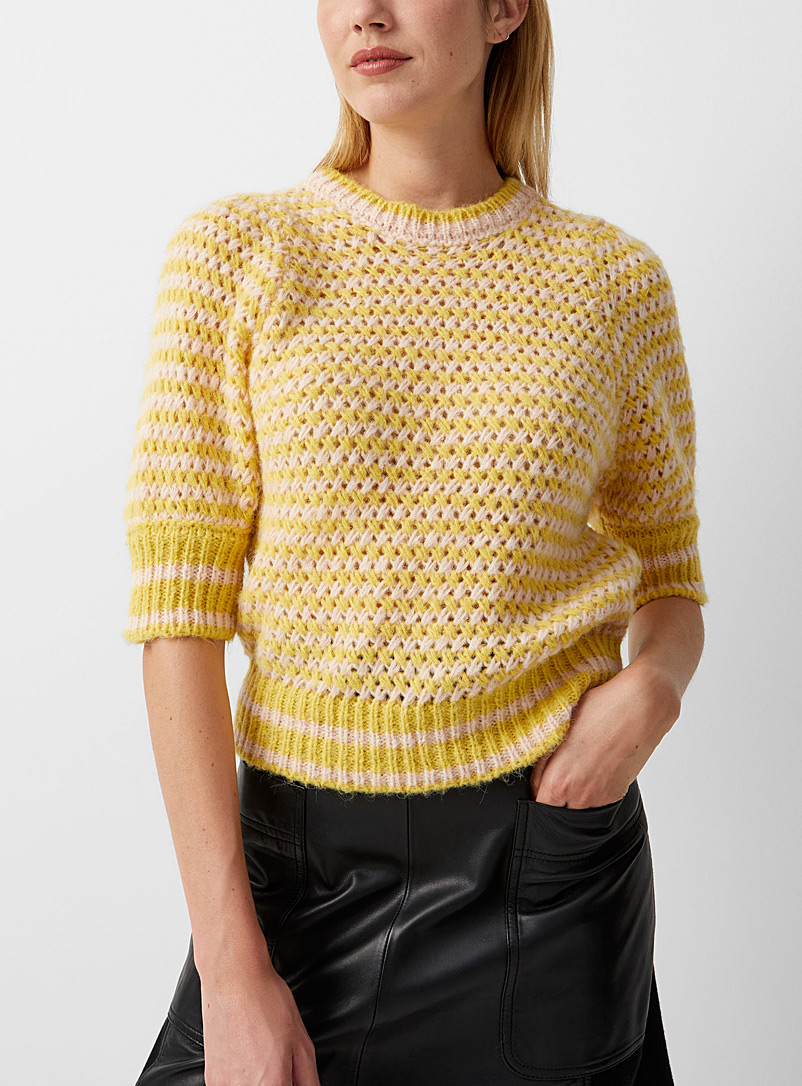 See by Chloé Medium Yellow Sunny stripes openwork knit sweater for women