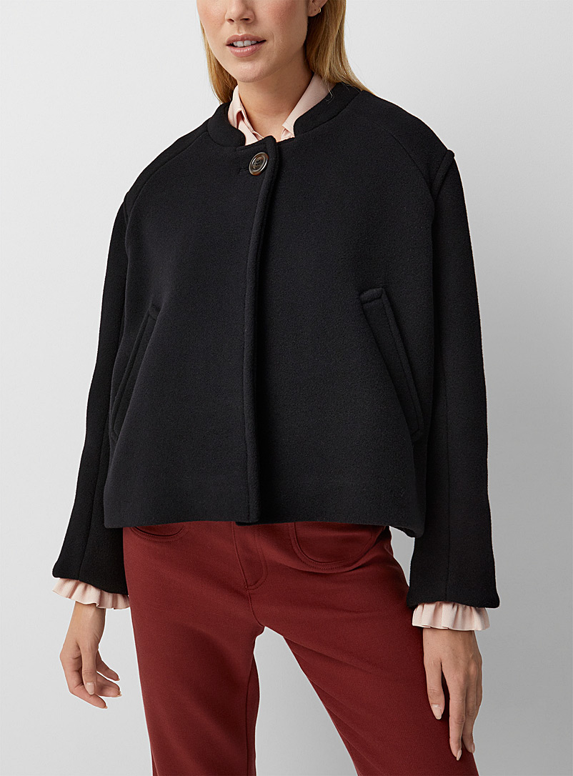 See by Chloé Black Buttoned crew-neck cropped jacket for women