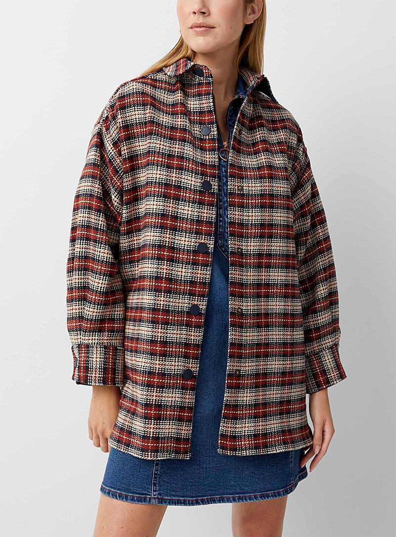 See by Chloé Brown Long red plaid shirt for women