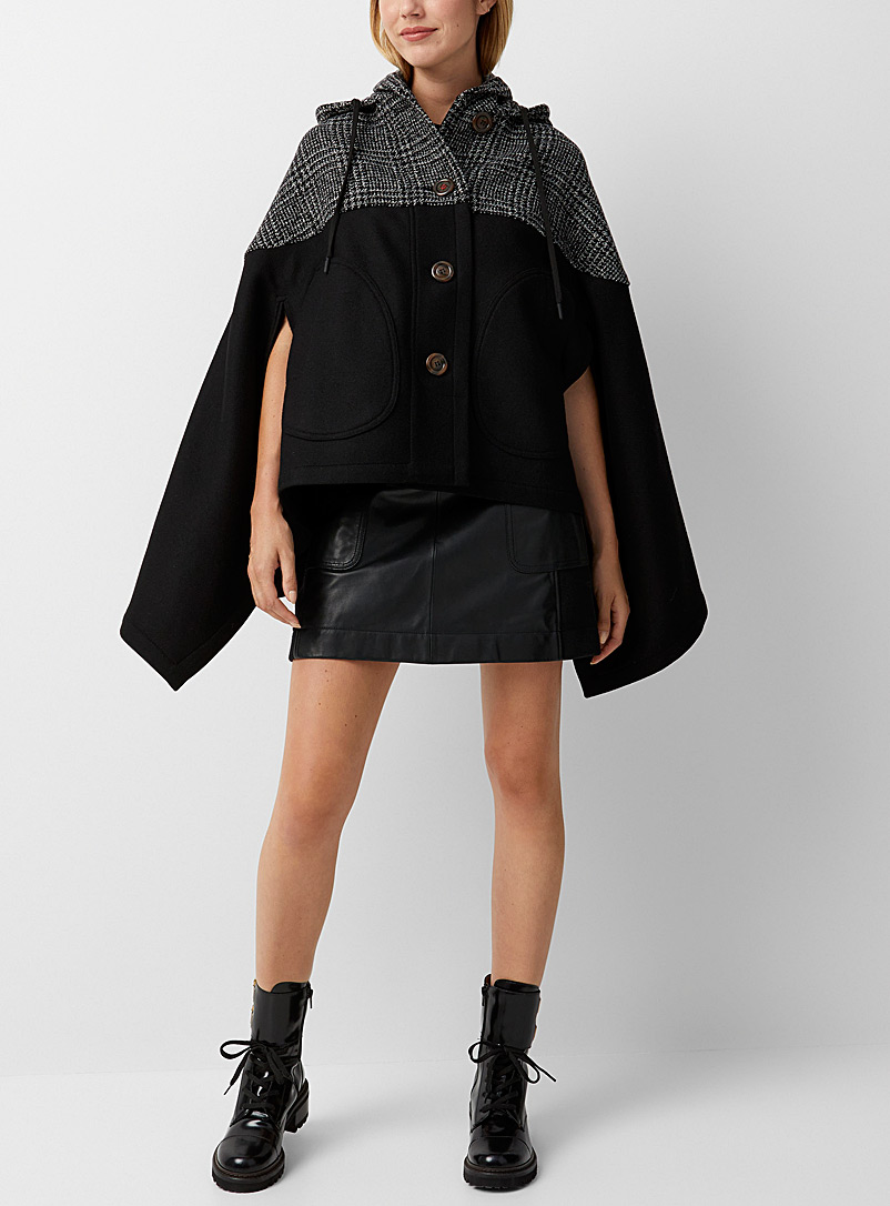 See by Chloé Black Two-tone wool cape for women