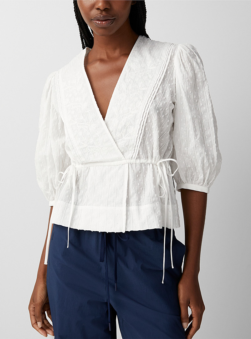 See by Chloé White Crossover lace blouse for women