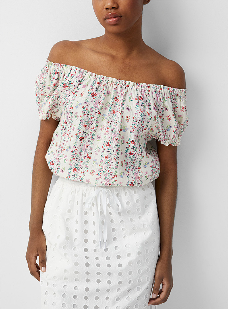 See by Chloé: La blouse florale col froncé Blanc à motifs pour femme