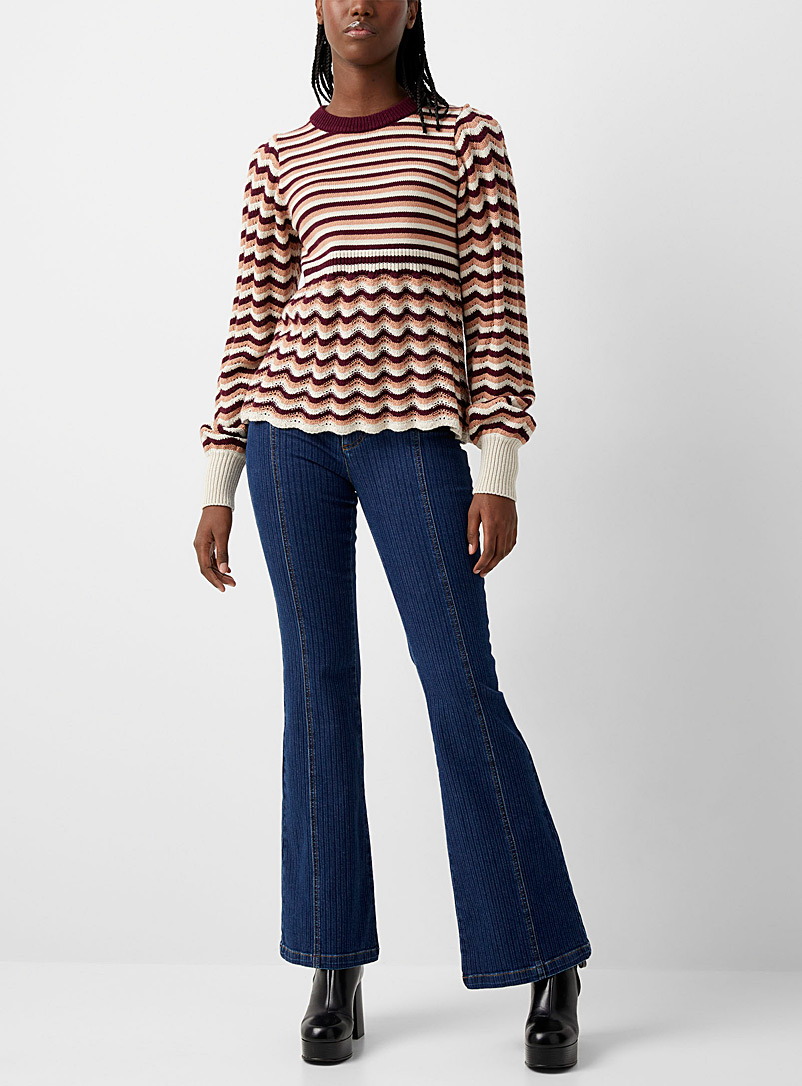 See by Chloé Blue Vertical lines flared jean for women