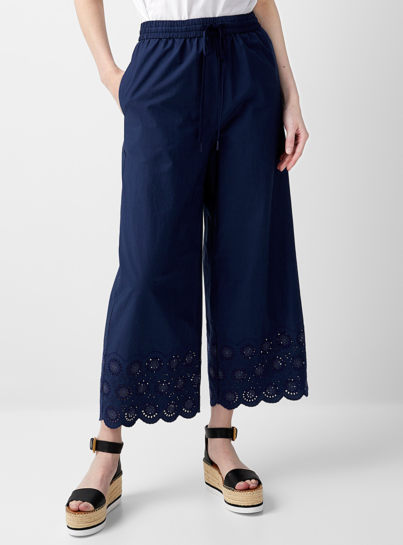 See by Chloé Patterned Blue Openwork poplin pant for women