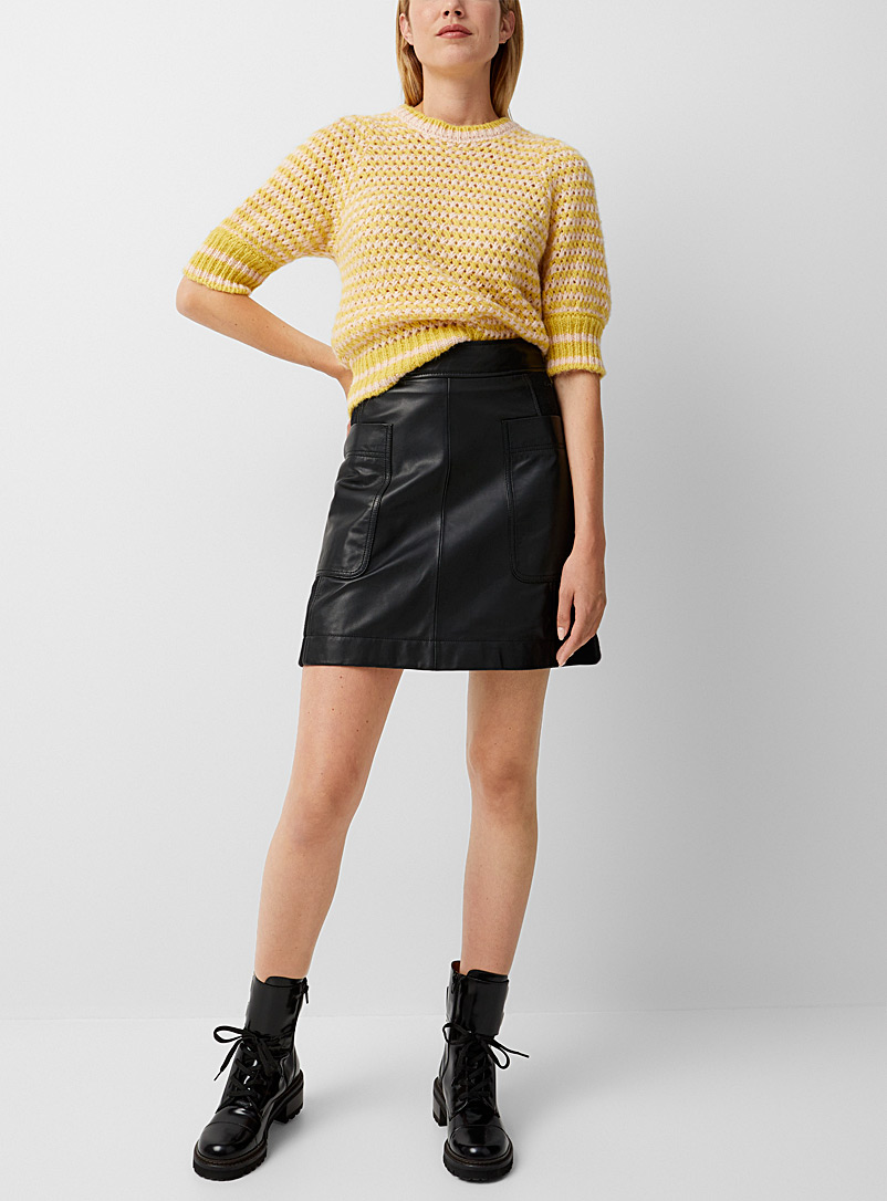 See by Chloé Black Wool and leather black mini-skirt for women