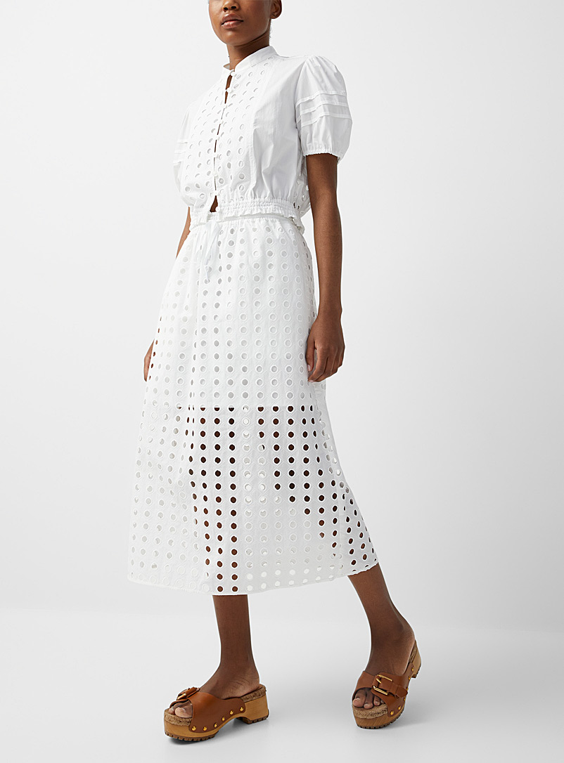See by Chloé: La jupe midi superposée Blanc pour femme