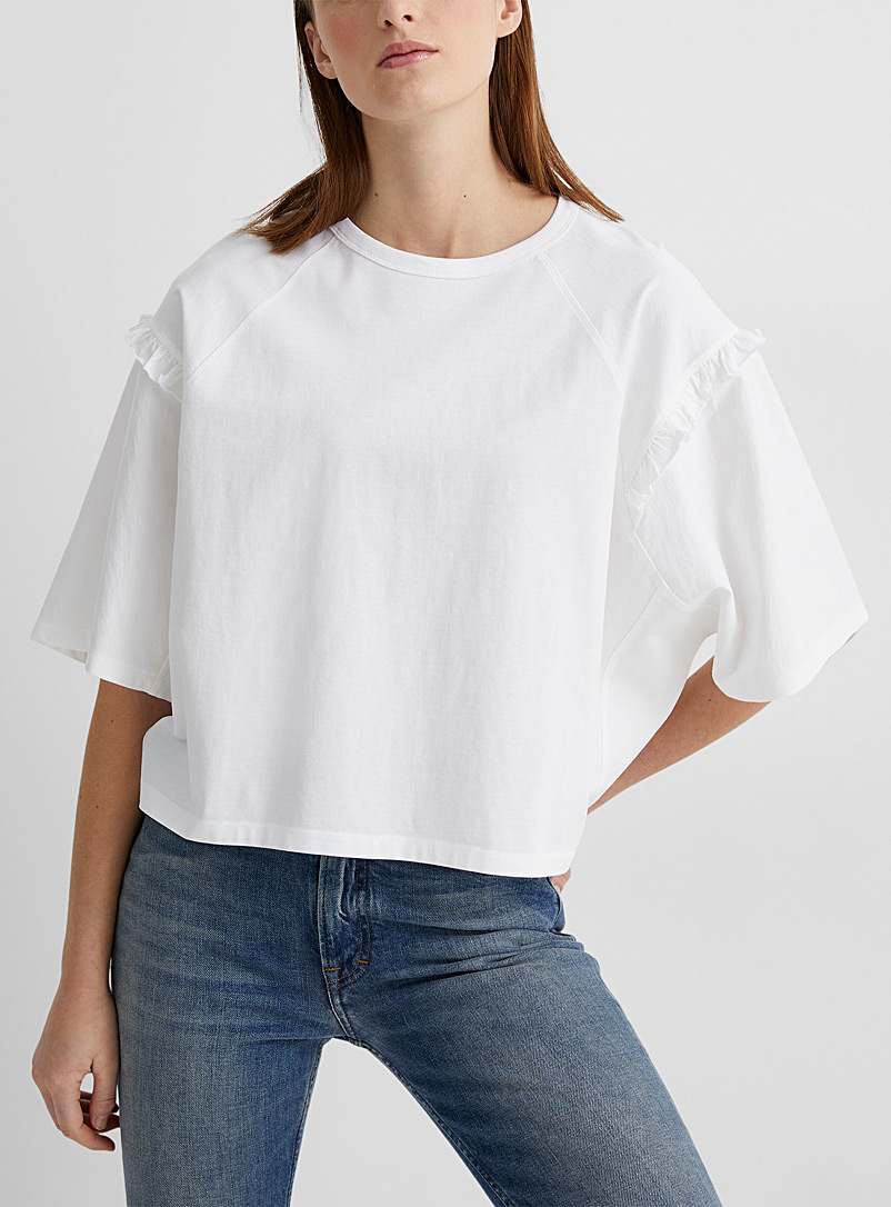 See by Chloé White Loose ruffled tee for women