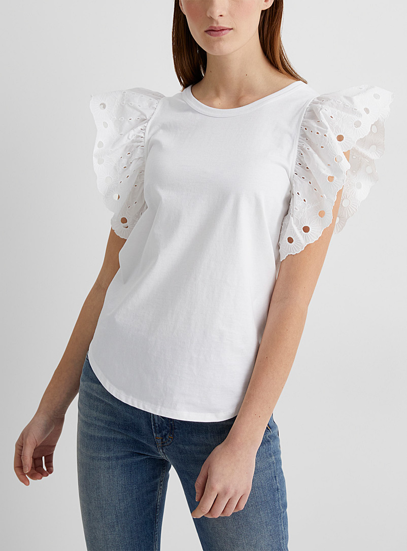 See by Chloé: Le t-shirt manches à volants Blanc pour femme