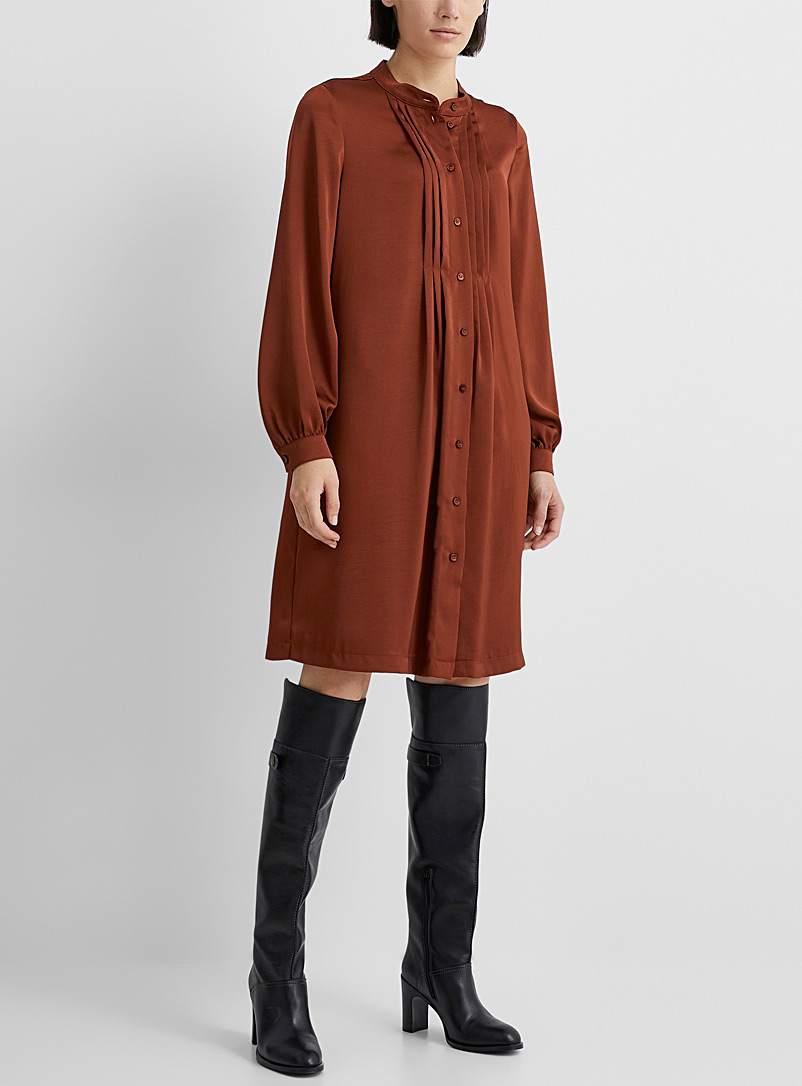 See by Chloé: La robe chemise col mandarin Cuivre rouille pour femme