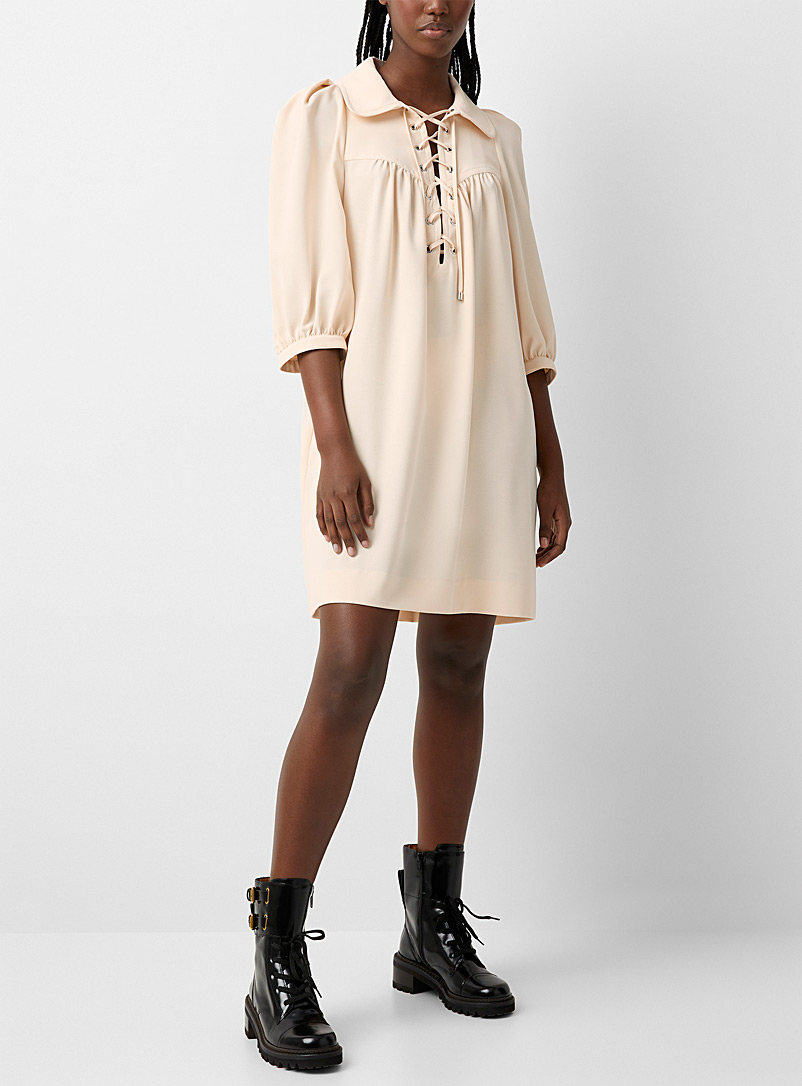 See by Chloé Ecru/Linen Laced-collar dress for women