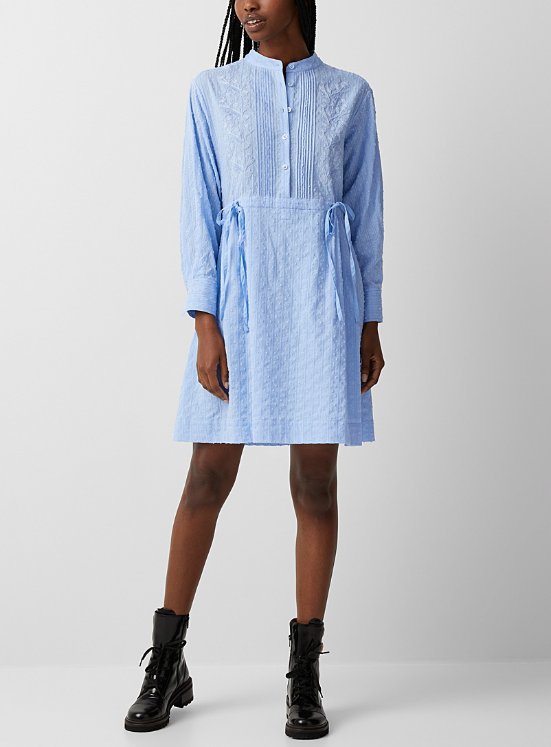 See by Chloé Baby Blue Embroidered shirtdress for women