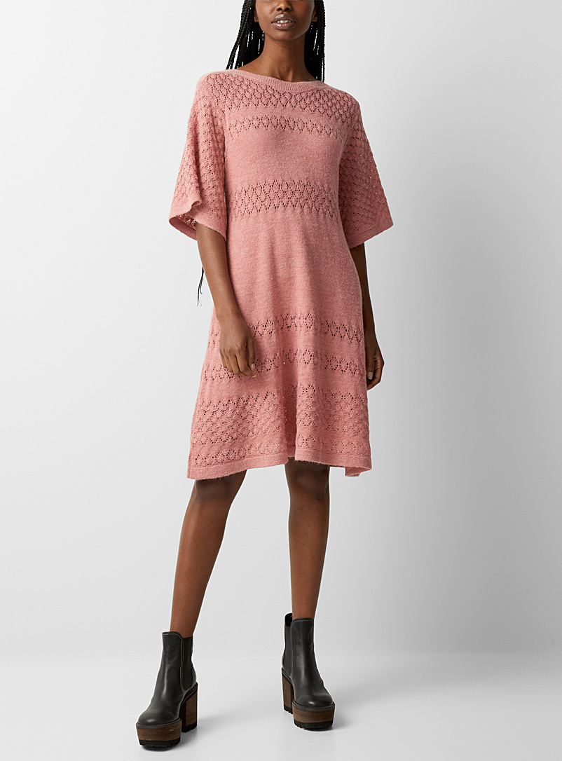 See by Chloé: La robe alpaga tricot pointelle Vieux rose pour femme