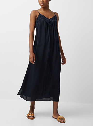 See by Chloé Marine Blue Blue embroidery slip dress for women